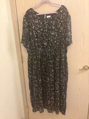 Hayden Black Floral Pleated Maxi Dress